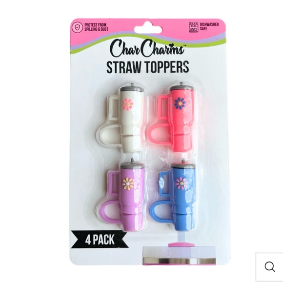 CharCharms Other - CharCharms Colorful Tumbler Straw Toppers 4 Pack